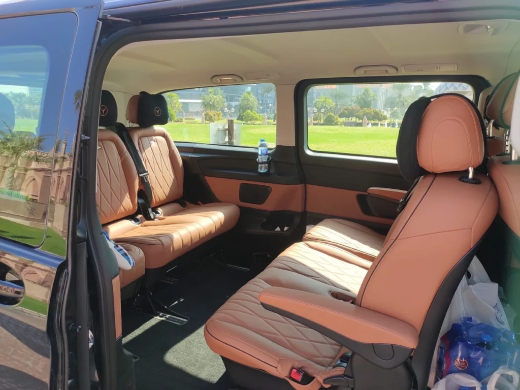 Mercedes cabin with brown leather seating